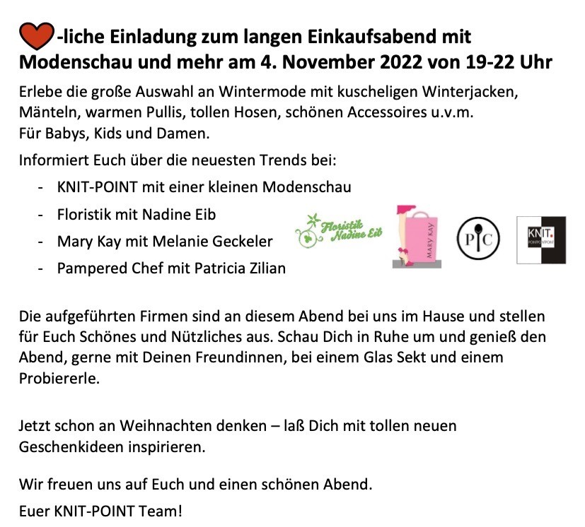 Einkaufsabend Modenschau 4.11.2022